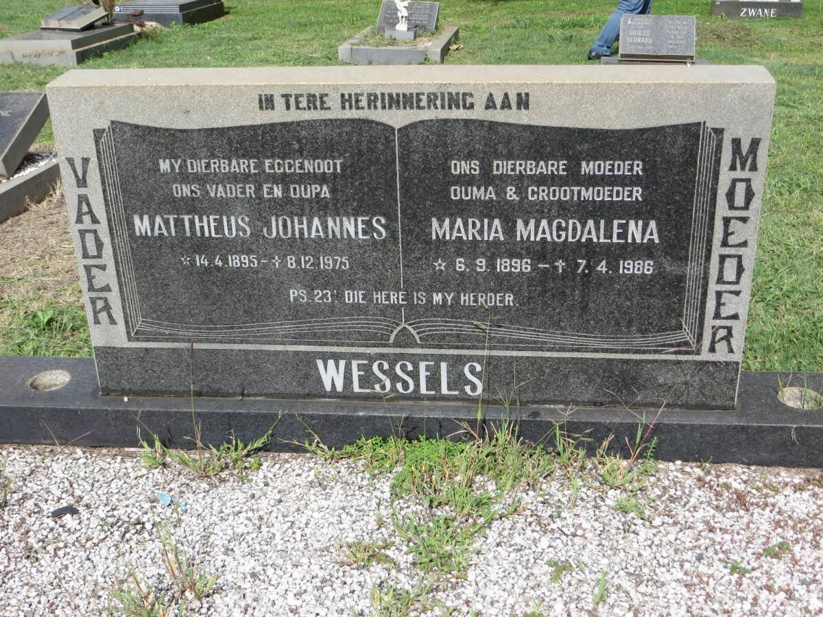 WESSELS Mattheus Johannes 1895-1975 &amp; Maria Magdalena 1896-1986