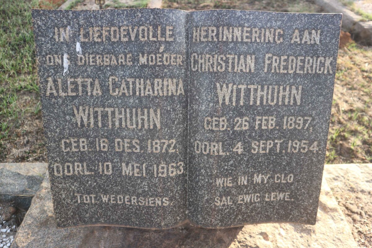 WITTHUHN Aletta Catharina 1872-1963 :: WITTHUHN Christian Frederick 1897-1954