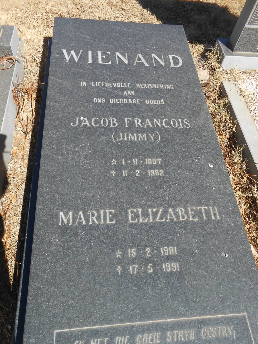WIENAND Jacob Francois 1897-1982 &amp; Marie Elizabeth 1901-1991