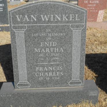 WINKEL Francis Charles, van 1916- &amp; Enid Martha 1920-1996