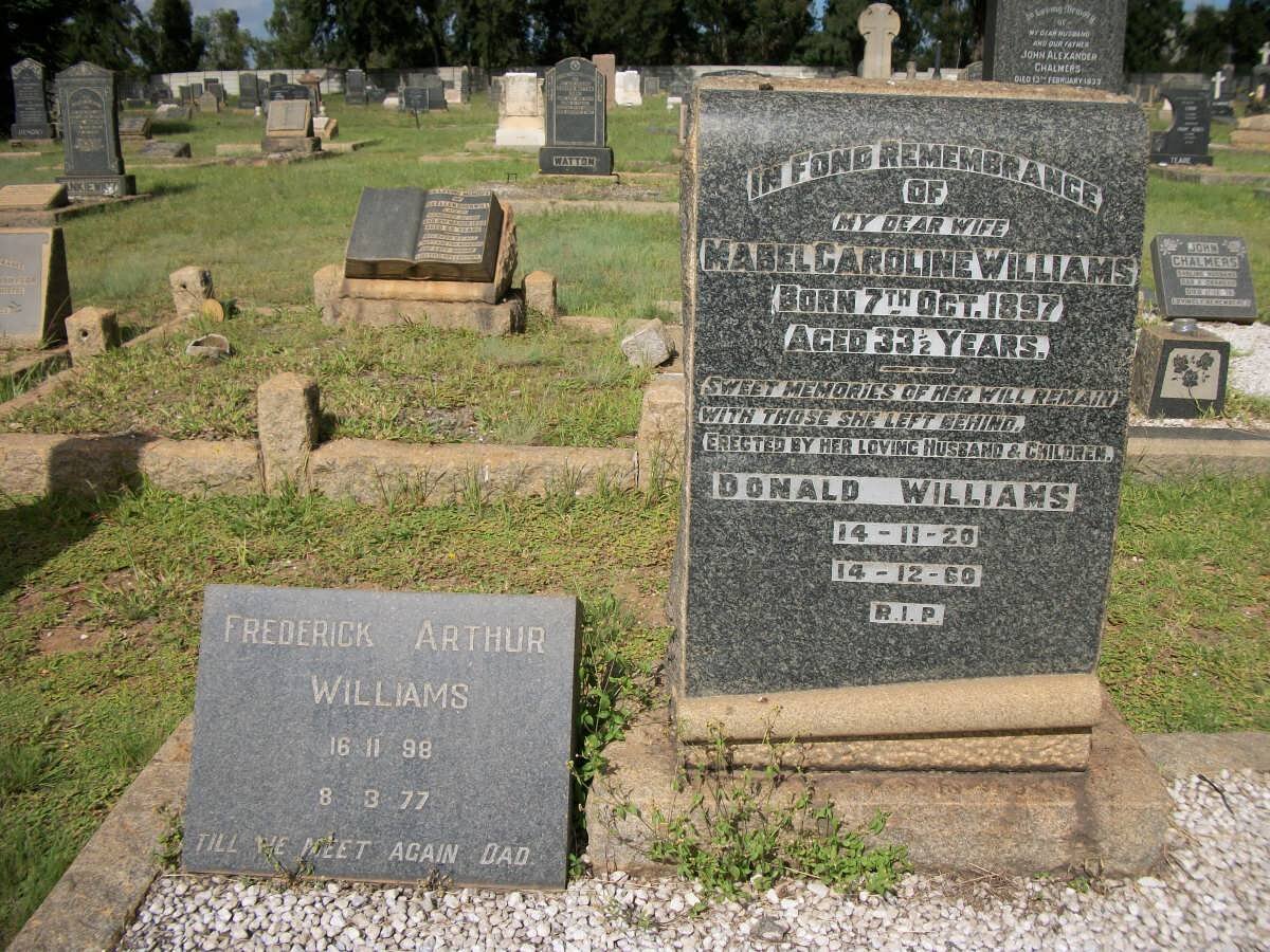 WILLIAMS Frederick Arthur 1898-1977 &amp; Mabel Caroline 1897 :: WILLIAMS Donald 1920-1960