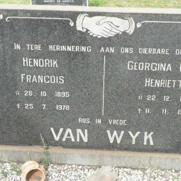 WYK Hendrik Francois, van 1895-1978 &amp; Georgina Louisa Henrietta 1897-1976