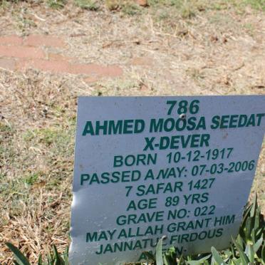 X-DEVER Ahmed Moosa Seedat 1917-2006