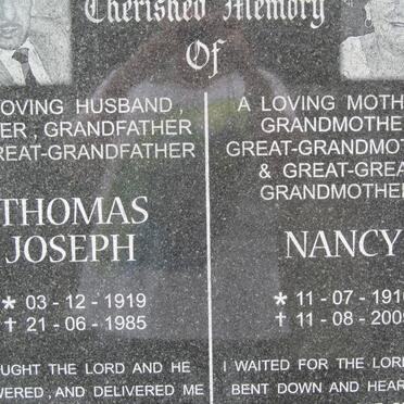 ZACKEY Thomas Joseph 1919-1985 &amp; Nancy 1916-2009