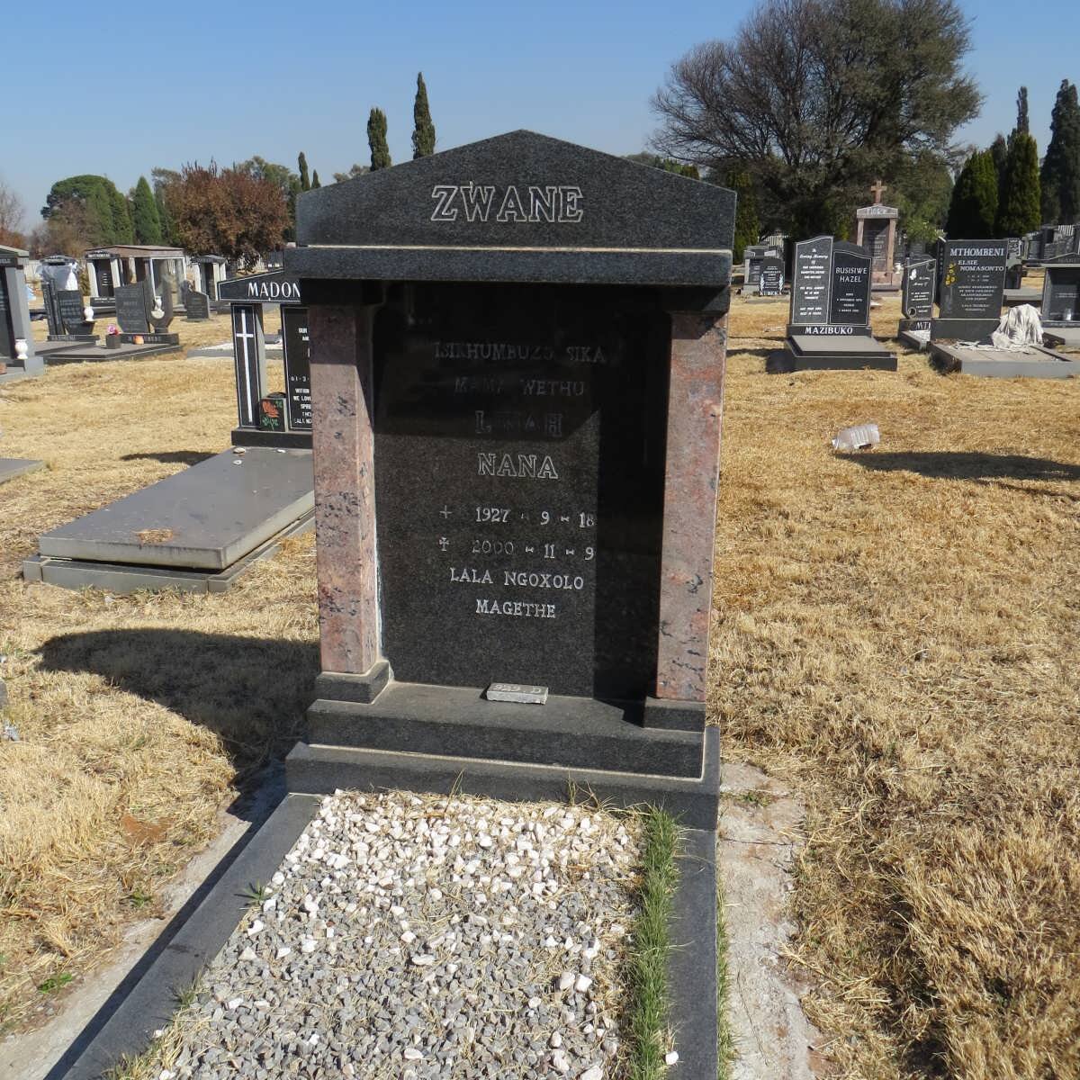 ZWANE Linah Nana 1927-2000