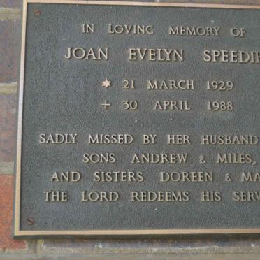 SPEEDIE Joan Evelyn 1929-1988