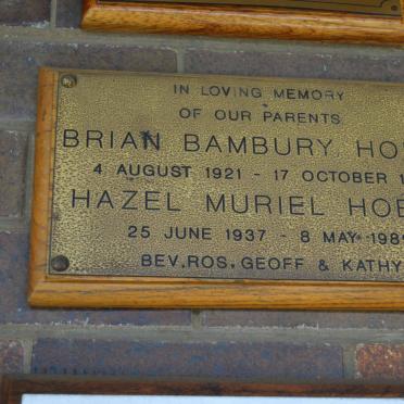 HOBBS Brian Bambury 1921-1988 &amp; Hazel Muriel 1937-1989