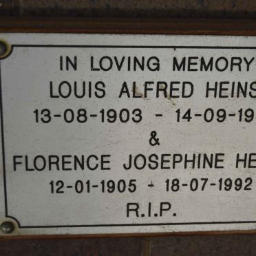 HEINS Louis Alfred 1903-1961 &amp; Florence Josephine 1905-1992