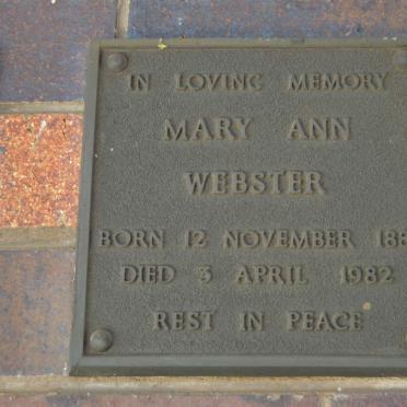 WEBSTER Mary Ann 1888-1982