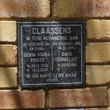 CLAASSENS David Cornelius 1931- &amp; Debya Maria VIVIERS 1930-2006