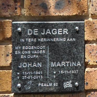 JAGER Johan, de 1941-2013 &amp; Martina 1937-