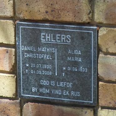 EHLERS Daniel Mathys Christoffel 1930-2006 &amp; Alida Maria 1933-