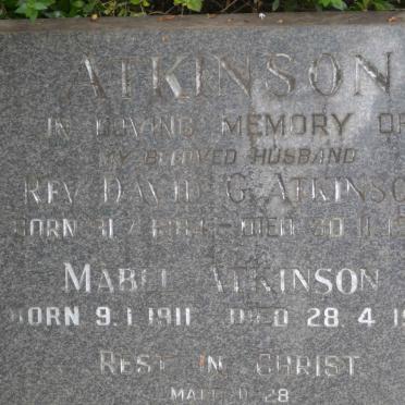 AIKINSON David G. 1884-1969 &amp; Mabel 1911-1998