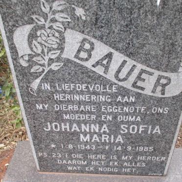 BAUER Johanna Sophia Maria 1943-1985
