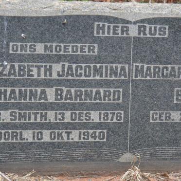 BARNARD Elizabeth Jacomina Johanna nee SMITH 1876-1940 :: BARNARD Margaretha Johanna 1900-
