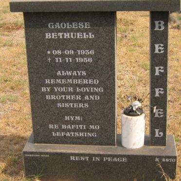 BEFFEL Gaolese Bethuell 1936-1956