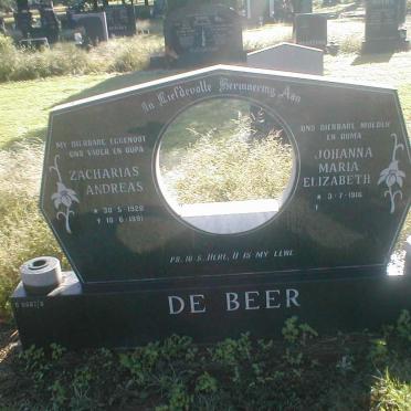 BEER Zacharias Andreas, de 1920-1991 &amp; Johanna Maria Elizabeth  1916-
