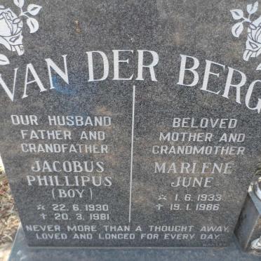 BERG Jacobus Phillipus, van der 1930-1981 &amp; Marlene June 1933-1986
