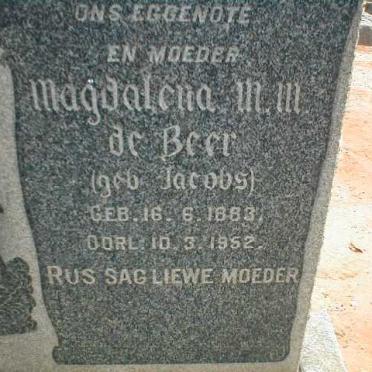 BEER Magdalena M. M. , de nee JACOBS 1883-1952