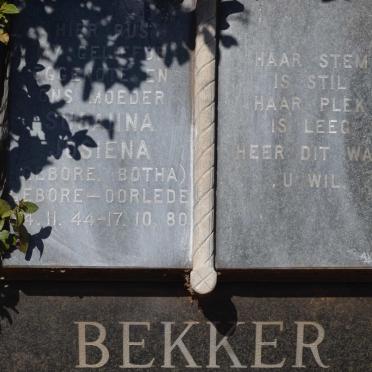 BEKKER Susanna Josiena nee BOTHA 1944-1980