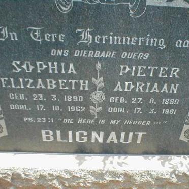 BLIGNAUT Pieter Adriaan 1889-1961 &amp; Sophia Elizabeth 1890-1962