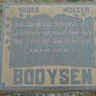 BOOYSEN Jan Coenraad 1871-1962 &amp; Susanna J. C. 1873-1936
