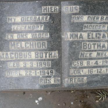 BOTHA Melchior Jacobus 1898-1949 &amp; Anna Elizabeth NEL 1908-1958