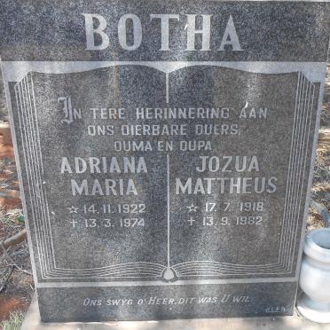 BOTHA Jozua Mattheus 1918-1982 &amp; Adriana Maria 1922-1974