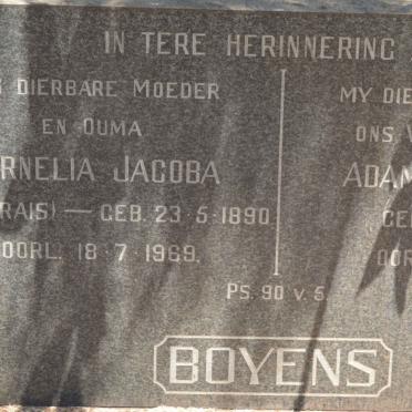 BOYENS Adam Johannes 1885-1965 &amp; Cornelia Jacoba MARAIS 1890-1969