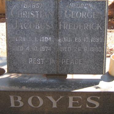 BOYES George Frederick 1899-1980 &amp; Christian Jacobus 1904-1974