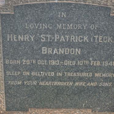 BRANDON Henry St Patrick 1913-1948