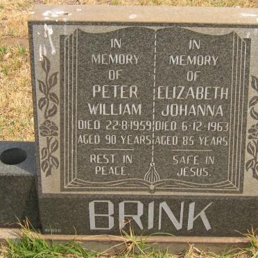 BRINK Peter William -1959 &amp; Elizabeth Johanna -1963