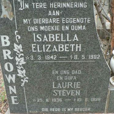 BROWNE Laurie Steven 1936-1998 &amp; Isabella Elizabeth 1942-1982