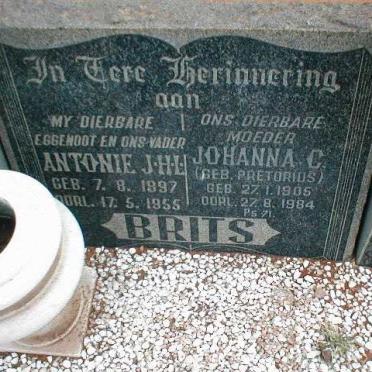 BRITS Antonie J.H.L. 1897-1955 &amp; Johanna C. PRETORIUS 1905-1984