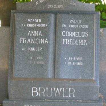 BRUWER Cornelus Frederik 1913-1990 &amp; Anna Francina KRUGER 1916-1969