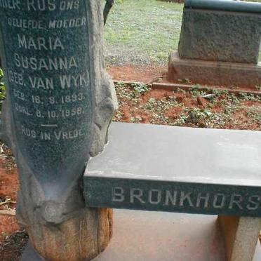 BRONKHORST Maria Susanna nee  VAN WYK 1893-1958
