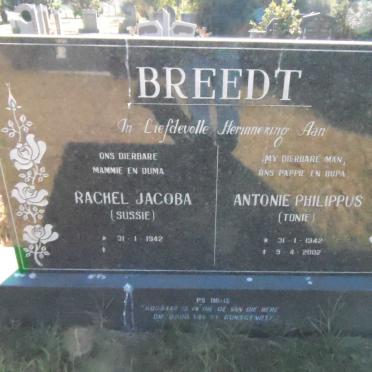 BREEDT Antonie Philippus 1942-2002 &amp; Rachel Jacoba 1942-
