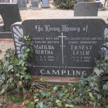 CAMPLING Ernest Leslie 1904-1985 &amp; Matilda Bertha 1905-1980