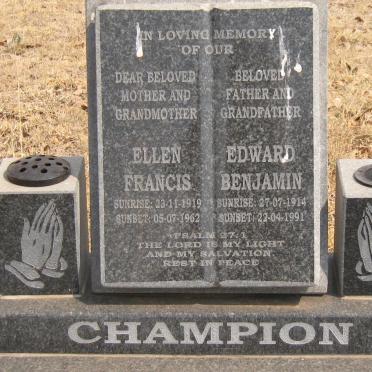 CHAMPION Edward Benjamin 1914-1991 &amp; Ellen Francis 1919-1962