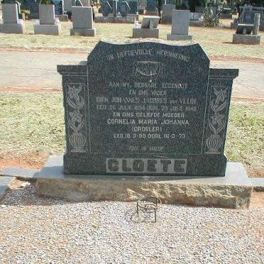 CLOETE Dirk Johannes Jacobus van Velde 1894-1949 &amp; Cornelia Maria Johanna GROBLER 1899-1973
