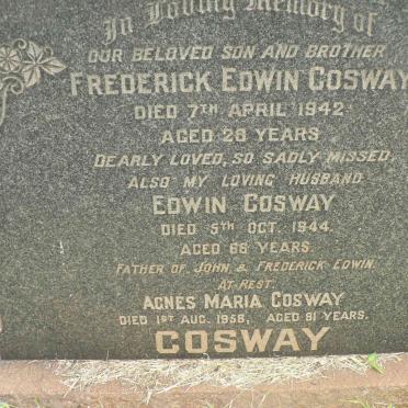 COSWAY Edwin -1944 :: COSWAY Agnes Maria -1958 :: COSWAY Frederick Edwin -1942