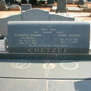 COETZEE Frans Jacobus 1892-1965 &amp; Elizabeth Johanna BURGER 1897-1955