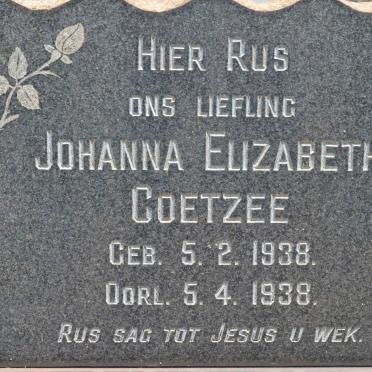 COETZEE Johanna Elizabeth 1938-1938