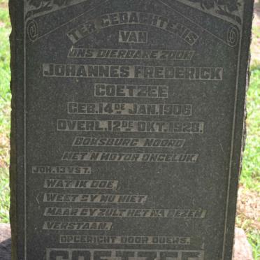 COETZEE Johannes Frederick 1906-1928