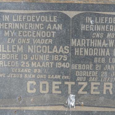 COETZER Willem Nicolaas 1875-1940 &amp; Marthina Wilhelmina Hendrina LOUW 1879-1957