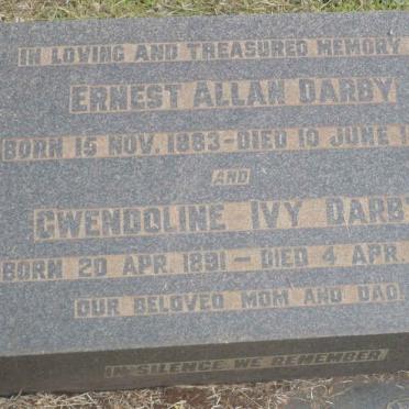 DARBY Ernest Allan 1883-1949 &amp; Gwendoline Ivy 1891-1968