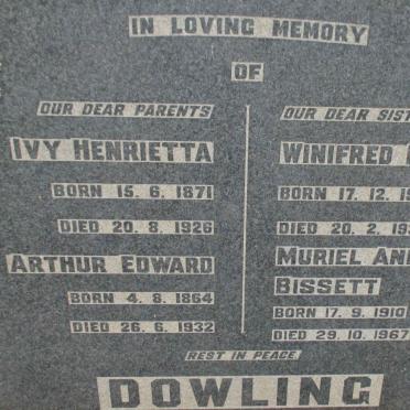 DOWLING Arthur Edward 1864-1932 &amp; Ivy Henrietta 1871-1926