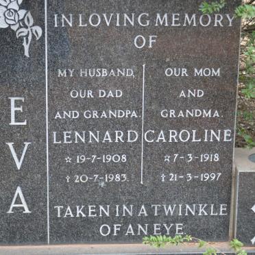 EVA Lennard 1908-1983 &amp; Caroline 1918-1997