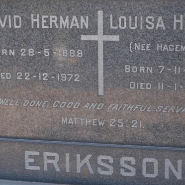 ERIKSSON David Herman 1888-1972 &amp; Louisa Helena HAGEMANN 1889-1973