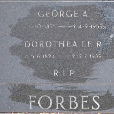 FORBES George A. 1891-1959 &amp; Dorothea le R. 1894-1989